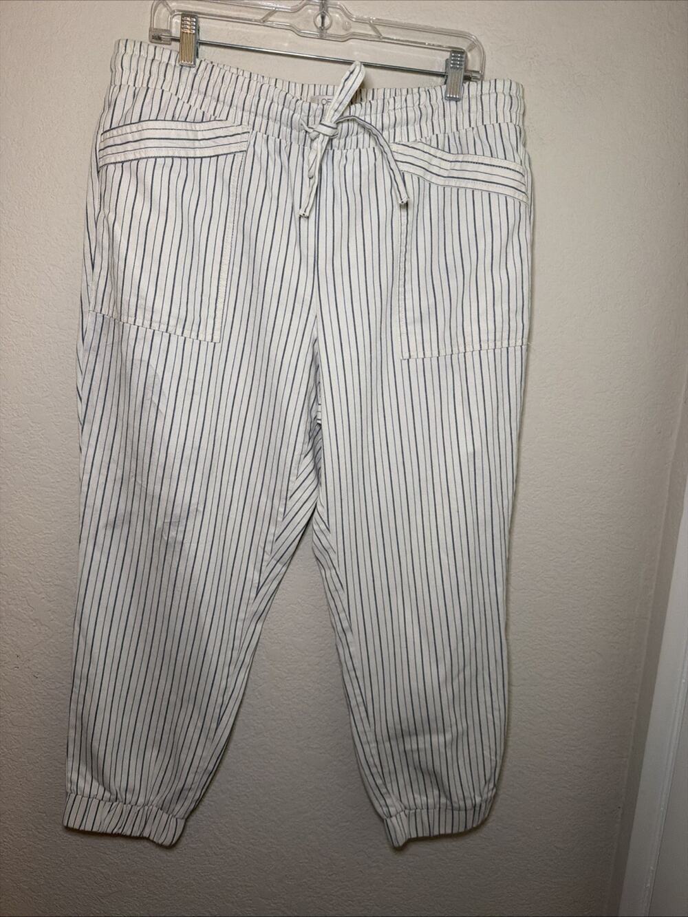 New! LOFT Outlet Jogger Pants Striped Elastic Waist Ankle Size L Petite